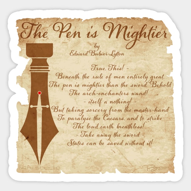 The Pen is Mightier Than the Sword Sticker by i4ni Studio